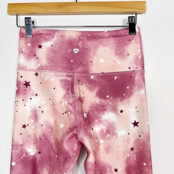 New Wildfox Sweat Small Pink Stars & Clouds Printed Leggings High Waist Workout - Picture 5 of 10